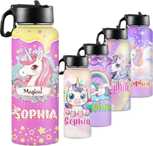 Vista 19 de Botella de agua personalizada con foto, botella de agua deportiva de acero inoxidable con imagen personalizada para niños, hombres y mujeres