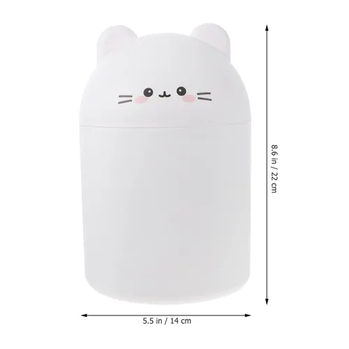 Vista 7 de Ipetboom Bote de basura para niños, con diseño de oso de dibujos animados, mini papelera decorativa para animales, cubo de almacenamiento para Blanco