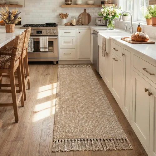 Vista 41 de Collive Alfombra de Baño Negra, 2' x 3' Tejida a Mano Lavable Alfombras Pequeñas de Cocina, Alfombra de Entrada Reversible de Algodón Alfombra
