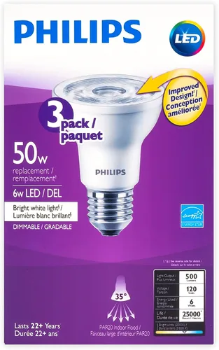 Vista 2 de Philips LED 50W PAR20 blanco brillante SO 3Pk
