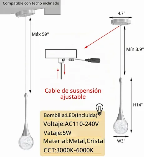 Vista 2 de Lámparas colgantes modernas para isla de cocina, LED, regulable, cristal glamuroso, iluminación colgante de techo para comedor, pasillo, dormitorio