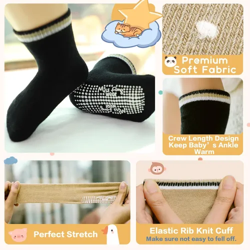 Vista 2 de Baby Socks With Non Slip Grips Toddler Socks Infant Socks For 0-6,6-12,12-36 months Baby Boy Girl by Miss Fong Wear