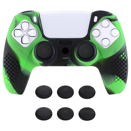 Vista 10 de eXtremeRate PlayVital Aqua Green 3D Studded Edition Anti-Slip Silicone Cover Skin for ps5 Controller, Soft Rubber Case for PS5 Wireless Controller