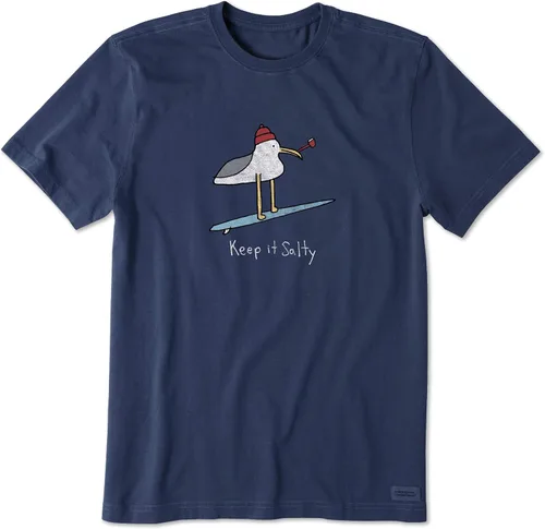 Vista 2 de Life is Good Camiseta Crusher para hombre, camisetas gráficas de algodón de manga corta, Keep It Salty Seagul