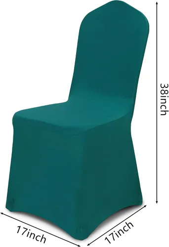 Vista 2 de 10 fundas para sillas de color verde azulado para fiestas, lavables, extraíbles, universales, elásticas, de elastano, para sillas de comedor, bodas