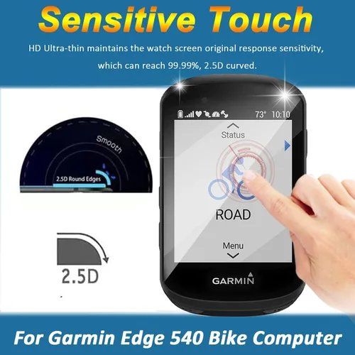 Vista 4 de Miimall [Paquete de 2] Protector de pantalla compatible con Garmin Edge 540, antihuellas, resistente a los arañazos, dureza 2.5D 9H, vidrio templado