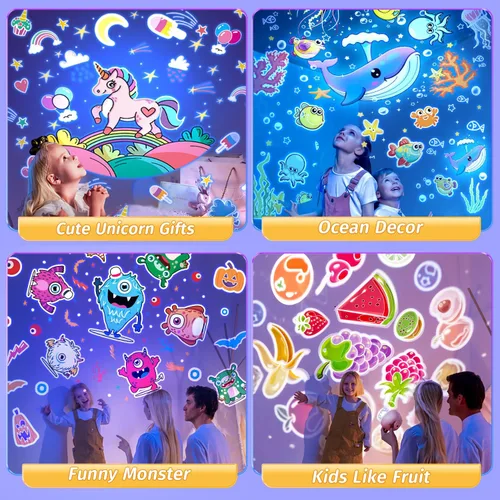 Vista 8 de 【PAQUETE DE REGALO】Regalos de unicornio para niñas, luz nocturna con 15 películas + 10 músicas con sonidos relajantes, máquina de proyección