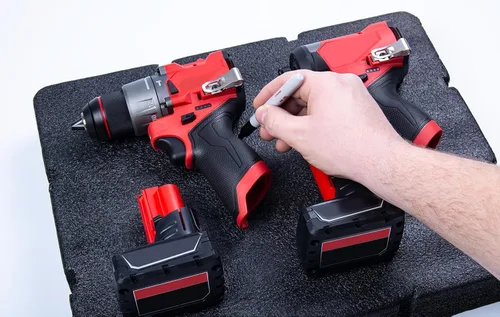 Vista 2 de Insertos de espuma Econo - Se adapta a Milwaukee Packout ™ 48-22-8424 (kit de espuma de 2 piezas) Negro/Rojo