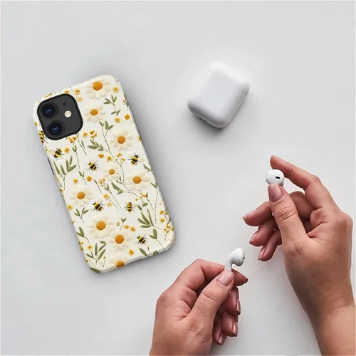 Vista 4 de Funda para iPhone 11, Diseño de Abejas y Girasoles - Protección Híbrida Dual Silicona + PC Duro Resistente a Golpes Funda Protectora Completa