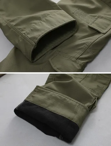 Vista 7 de AKARMY Pantalones de senderismo con forro polar para hombre, pantalones tácticos tipo cargo, pantalones de esquí de nieve, pantalones gruesos