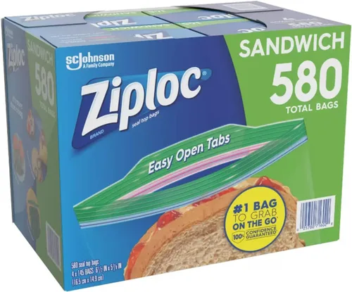 Vista 2 de Ziploc Easy Open Tabs - Bolsas de sándwich 580, 145 unidades (paquete de 4)