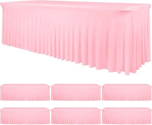 Vista 17 de fani Paquete de 2 faldas de mesa elásticas negras para mesa rectangular de 6 pies, manteles elásticos de elastano lavables con falda, mantel