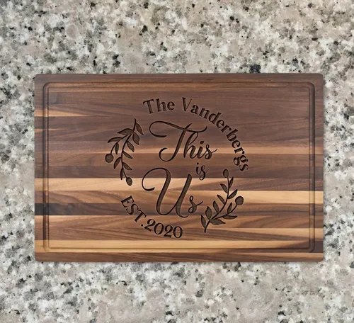 Vista 5 de Tabla de cortar grabada personalizada Mr Ms Tabla de cortar rectangular personalizada madera grabada