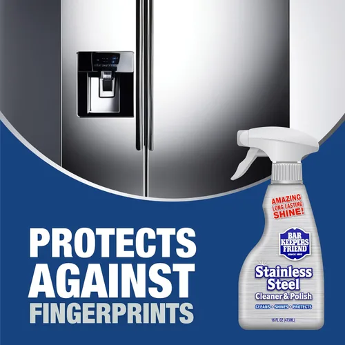 Vista 3 de Bar Keepers Friend Limpiador de acero inoxidable y espray de pulido (2 x 16 onzas) elimina huellas dactilares grasas, manchas de agua dura, suciedad