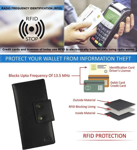Vista 7 de Mou Meraki - Cartera larga de piel auténtica con bloqueo RFID, plegable vintage para hombre