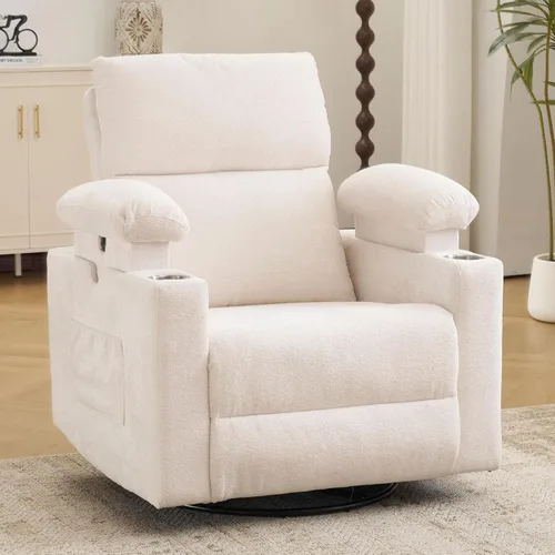 Vista 19 de Sillón reclinable eléctrico con balanceo para guardería con apoyabrazos ajustables, silla de lactancia con función de masaje y calor, reclinable