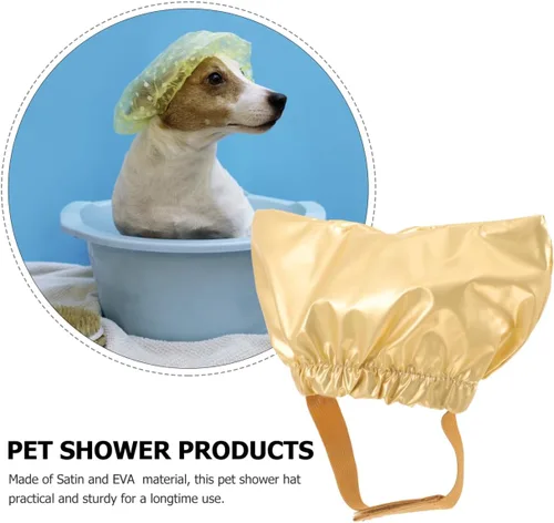 Vista 9 de Ipetboom Gorro de ducha impermeable para mascotas, correa elástica ajustable, para perros, gatos, orejas de baño, gorras de ducha para cachorros