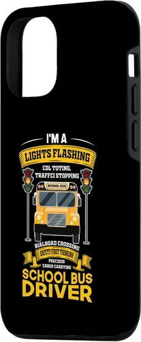 Vista 2 de iPhone 15 Funny Lights Flashing Safety First School Bus Driver Case