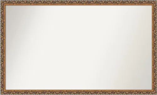 Vista 98 de Amanti Art Espejo de baño de bronce para sobre fregadero, 29 x 19 pulgadas, espejo rectangular de bronce antiguo, marco de madera tradicional