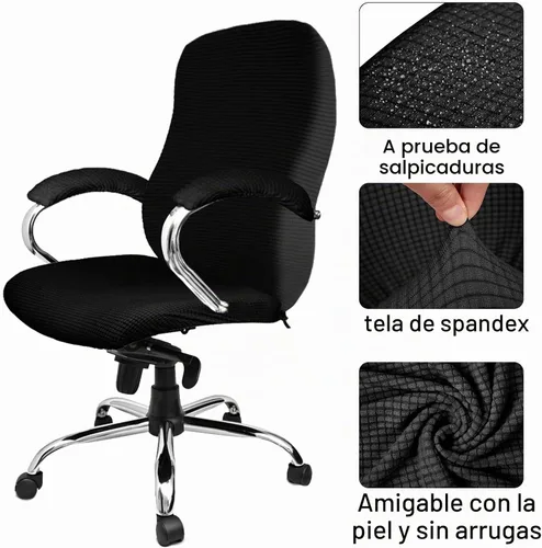 Vista 5 de Tatuo Fundas para silla de oficina y computadora, protector universal para silla giratoria, extraíble, lavable, con cremallera para respaldo de Negro