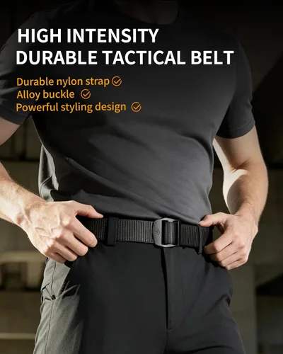 Vista 3 de Cinturón de nailon para hombre, cinturones tácticos, cinturón de lona transpirable con hebilla