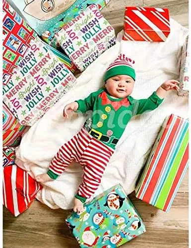 Vista 3 de Happidoo 3 piezas de traje de Navidad de elfo de manga larga con sombrero