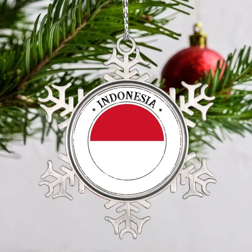 Vista 19 de Bandera de Mongolia, adornos de Navidad 2023, adorno de copo de nieve, adornos de recuerdo de ciudad de campo para árboles de Navidad, colgante