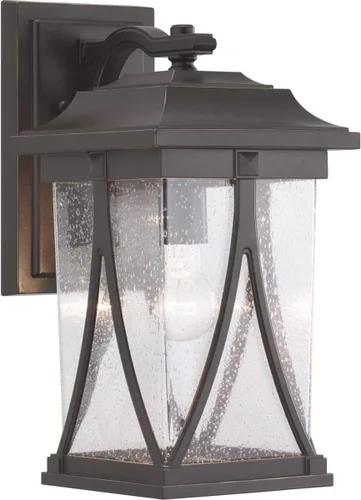 Vista 11 de Progress Lighting Abbott Collection - Farol de pared pequeño de cristal transparente con semilla para exteriores, 1 luz, bronce antiguo