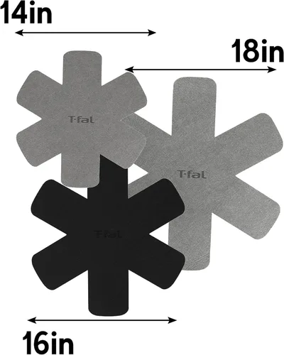Vista 2 de T-fal Protectores prémium para ollas y sartenes (paquete de 6) para apilar y organizar la cocina, 14, 16, 18 pulgadas, negro y gris