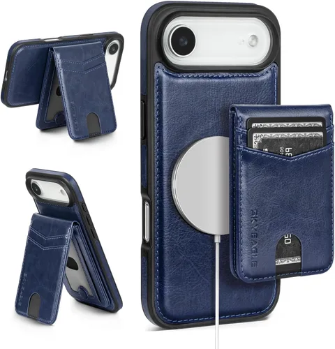 Vista 107 de SkyEagle - Funda tipo cartera compatible con MagSafe para iPhone 11, color negro Detachable Magnetic Credit Card Holder,RFID Blocking,PU