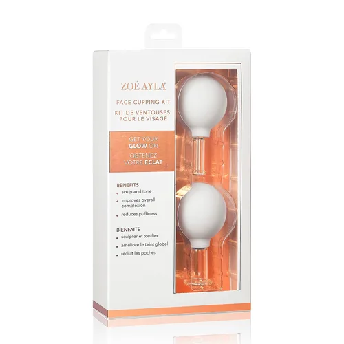 Vista 4 de Zoë Ayla Juego de 2 ventosas faciales, kit de ventosas para terapia de masaje, mejora la apariencia de la piel, promueve la circulación sanguínea