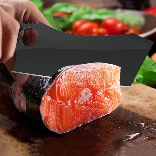 Vista 3 de Cuchillo para carne de 6.9 pulgadas, cuchillo negro para deshuesar, cuchillo de cocina forjado en fuego de acero de alto carbono afilado con funda