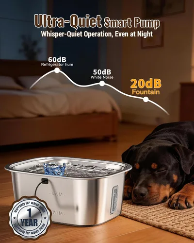 Vista 6 de PETNF Fuente de agua de acero inoxidable de 3 galones para perros grandes, dispensador de tazón de agua para perros con 2 filtros, ventana de agua