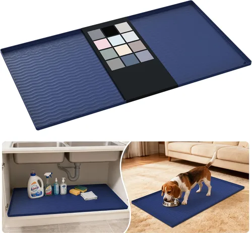 Vista 57 de URMONA - Tapete de silicona impermeable para debajo del fregadero, 16 x 10 Beige