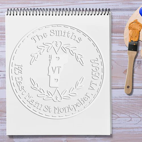 Vista 271 de Alabama State Wreath - Sello de sello de dirección personalizado para invitaciones de fiesta, tarjetas de vacaciones y decoración del hogar Sello