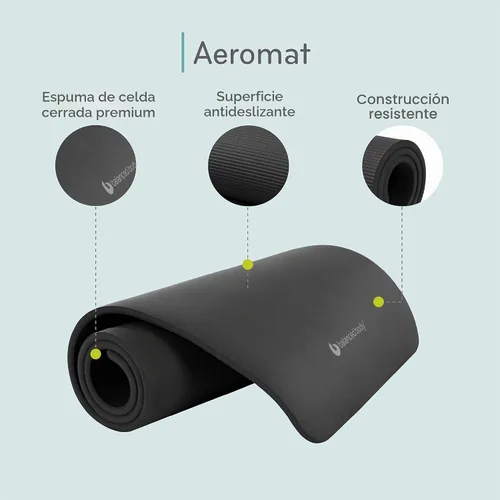 Vista 5 de Aeromat - Alfombrilla de pilates y yoga, azul, extra gruesa Balanced Body Negro