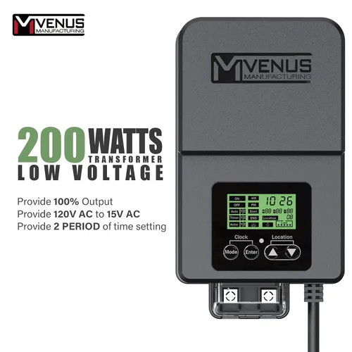 Vista 2 de VENUS MANUFACTURING Iluminación de paisaje LED de bajo voltaje de 1.2 W con transformador de bajo voltaje de 200 W, kit de luces de camino