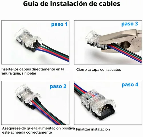 Vista 6 de SUPERNIGHT Conector LED de 4 pines RGB Cables divisores de extensión Tira a cable Conexión rápida sin pelar, Conector en forma de T Conector macho