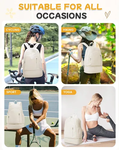 Vista 6 de BJLFS Mochila para mujer, Blanco, Grande, Classic