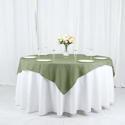Vista 222 de Efavormart - Mantel cuadrado de lino de poliéster sin costuras, 54 x 54 pulgadas, color beige, para banquetes de boda, fiesta, restaurante