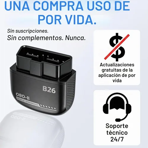 Vista 8 de Escáner B26 Bluetooth OBD2,Herramienta de lector de código de motor
