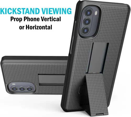 Vista 4 de Combo de funda para Motorola Moto G 5G 2022 Funda de teléfono con clip para cinturón - Negro