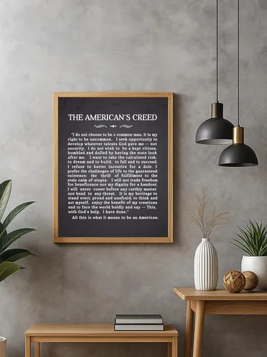 Vista 7 de The American's Creed - Impresión patriótica para pared, decoración con cita inspiradora para el hogar, oficina, garaje, bar y decoración de cueva