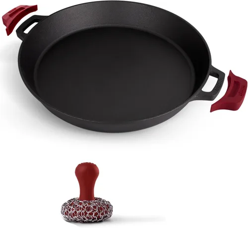 Vista 25 de Sartén de hierro fundido de Cuisinel con tapa - Sartén para freír pre-sazonada de 10" pulgadas + cubierta de vidrio + soporte para mango resistente