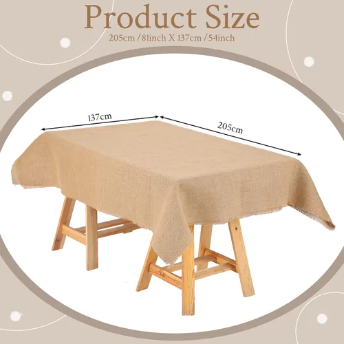 Vista 2 de Kingdder Mantel rectangular de arpillera natural para boda, rústico, para boda, fiesta, recepción, despedida de soltera, picnic al aire libre