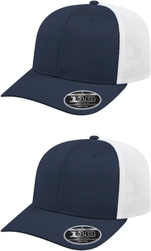Vista 13 de Cap America i8502 Flexfit 110 Premium - Gorra de camionero de perfil medio con 6 paneles de malla trasera con protección UV y cierre ajustable