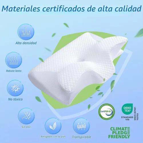 Vista 6 de HOMCA Almohada Cervical de Espuma Viscoelástica, 2 en 1 Almohada Ortopédica de Contorno Ergonómico para Dolor de Cuello, Almohadas de Soporte
