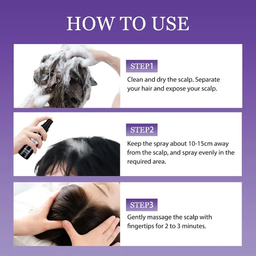 Vista 3 de Spray de minoxidil al 5% para tratamiento de crecimiento del cabello, paquete de 2, evita el adelgazamiento, promueve un cabello más fuerte y lleno