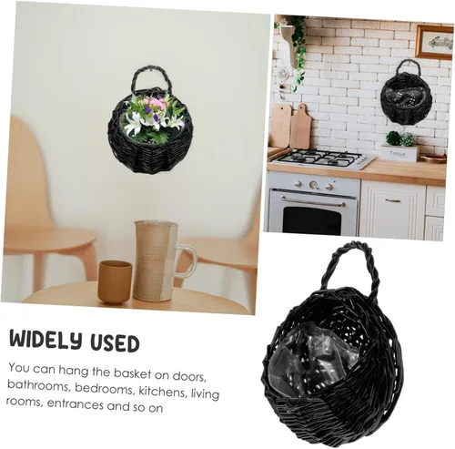 Vista 9 de Happyyami Decoración de pared Cesta colgante cestas de pared tejidas Cesta de flores de pared Jardineras colgantes Jardineras Micro Paisaje Maceta