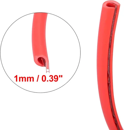 Vista 3 de Protectores de borde de puerta de automóvil, 32 pies (32.8 ft) sin pegamento, ajuste universal, en forma de U, protector de borde de goma para Rojo